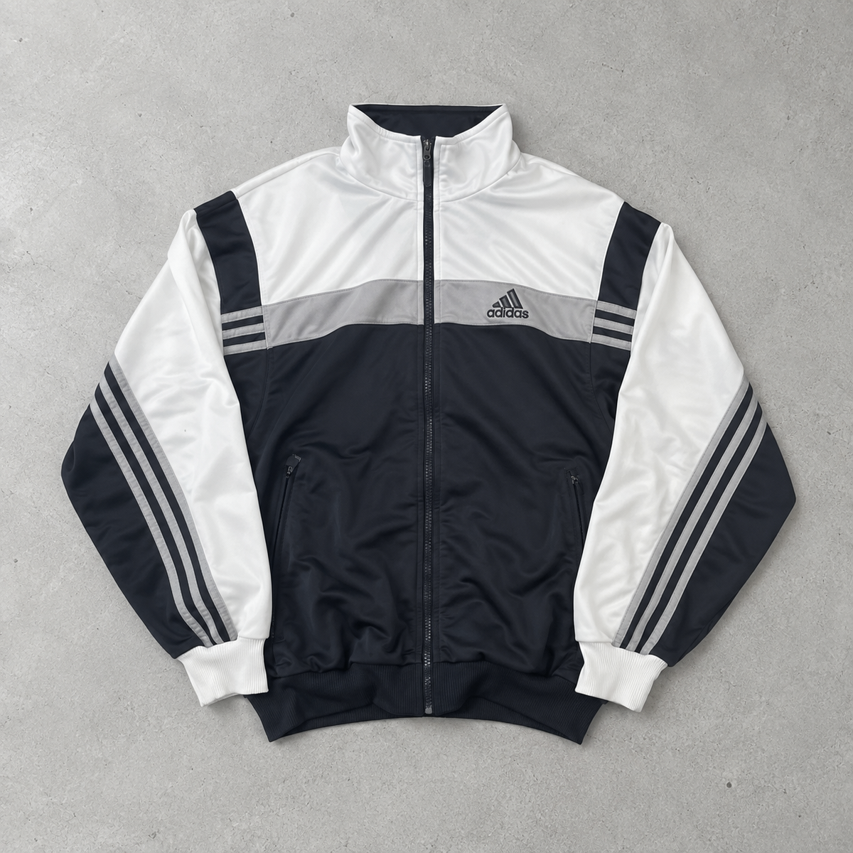 Coupe-vent Adidas des années 90 Noir / Blanc Rare (M) Logo brodé