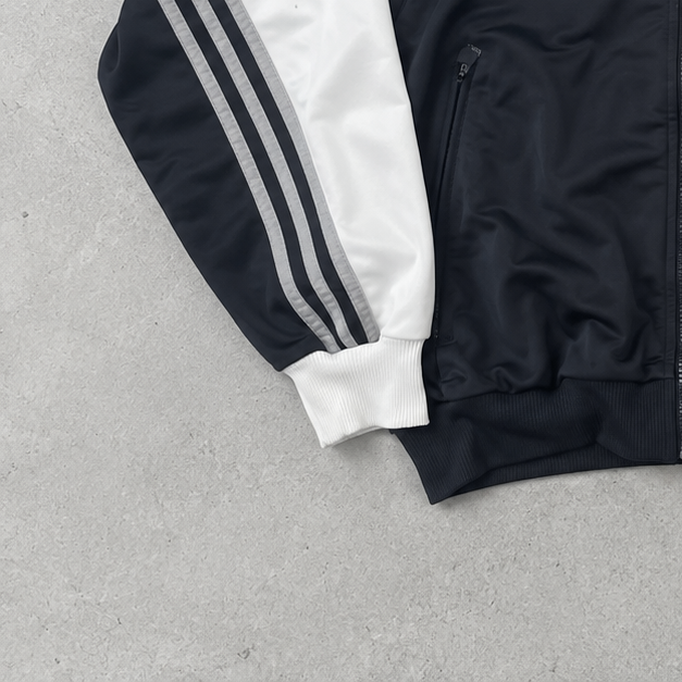 Coupe-vent Adidas des années 90 Noir / Blanc Rare (M) Logo brodé