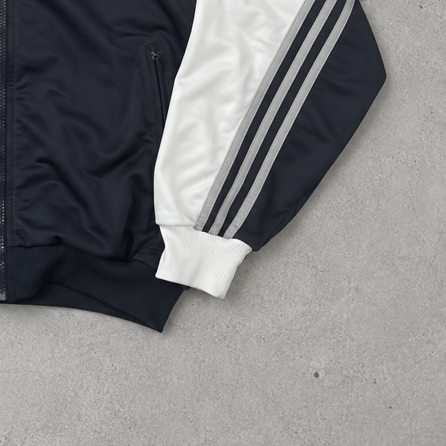Coupe-vent Adidas des années 90 Noir / Blanc Rare (M) Logo brodé