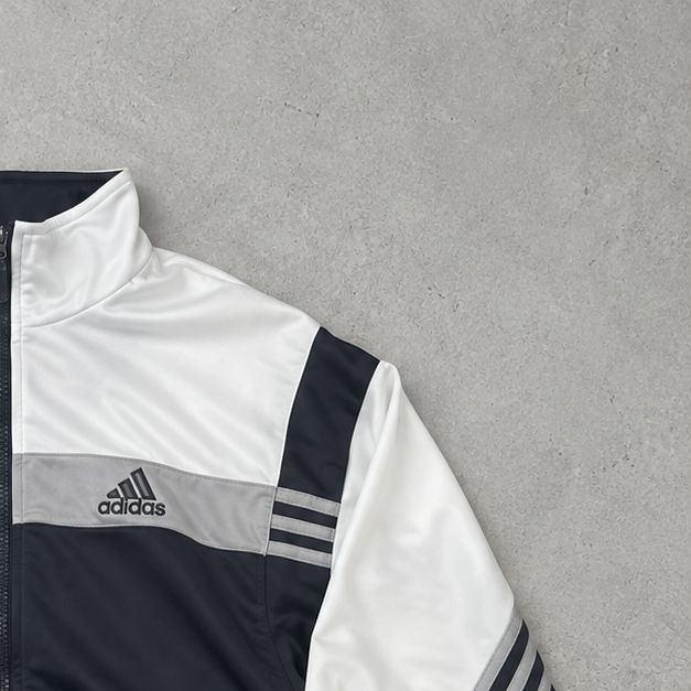 Coupe-vent Adidas des années 90 Noir / Blanc Rare (M) Logo brodé