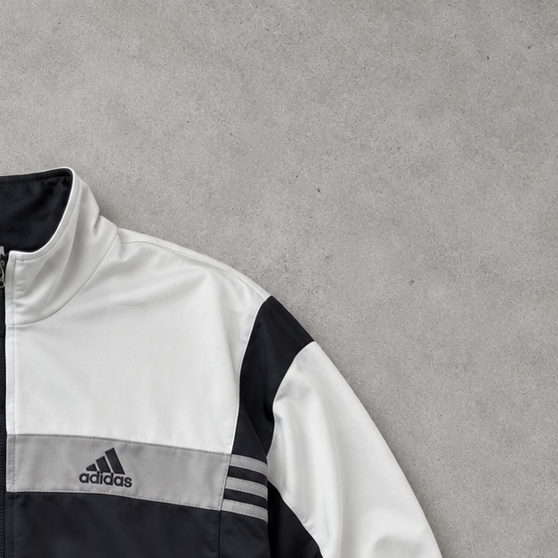Coupe-vent Adidas des années 90 Noir / Blanc Rare (M) Logo brodé