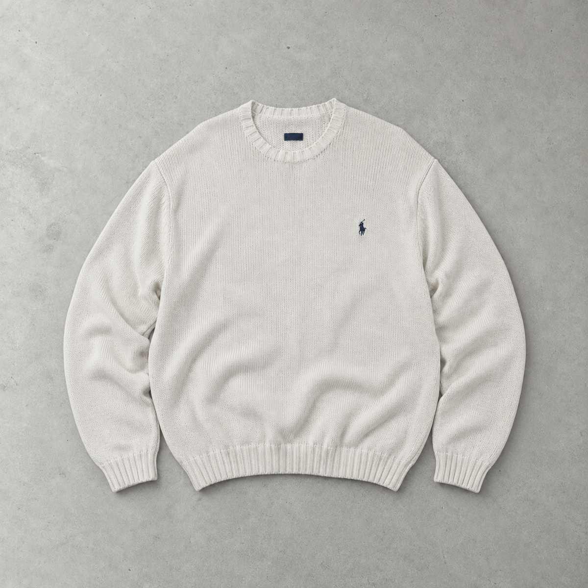 Ralph Lauren Sweater Creme Rare (L) Stitched Logo
