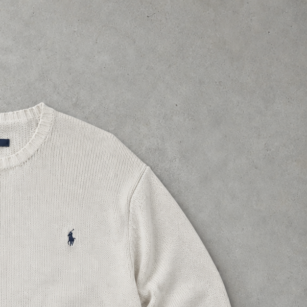 Ralph Lauren Sweater Creme Rare (L) Stitched Logo