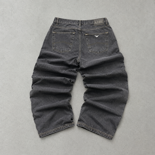 Y2K Armani Jeans Jeans Grau, Schwarz Rare (M)