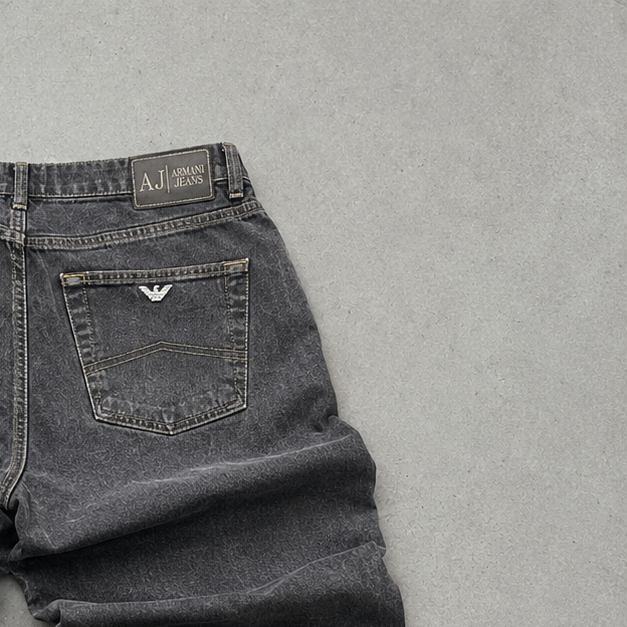 Y2K Armani Jeans Jeans Grau, Schwarz Rare (M)