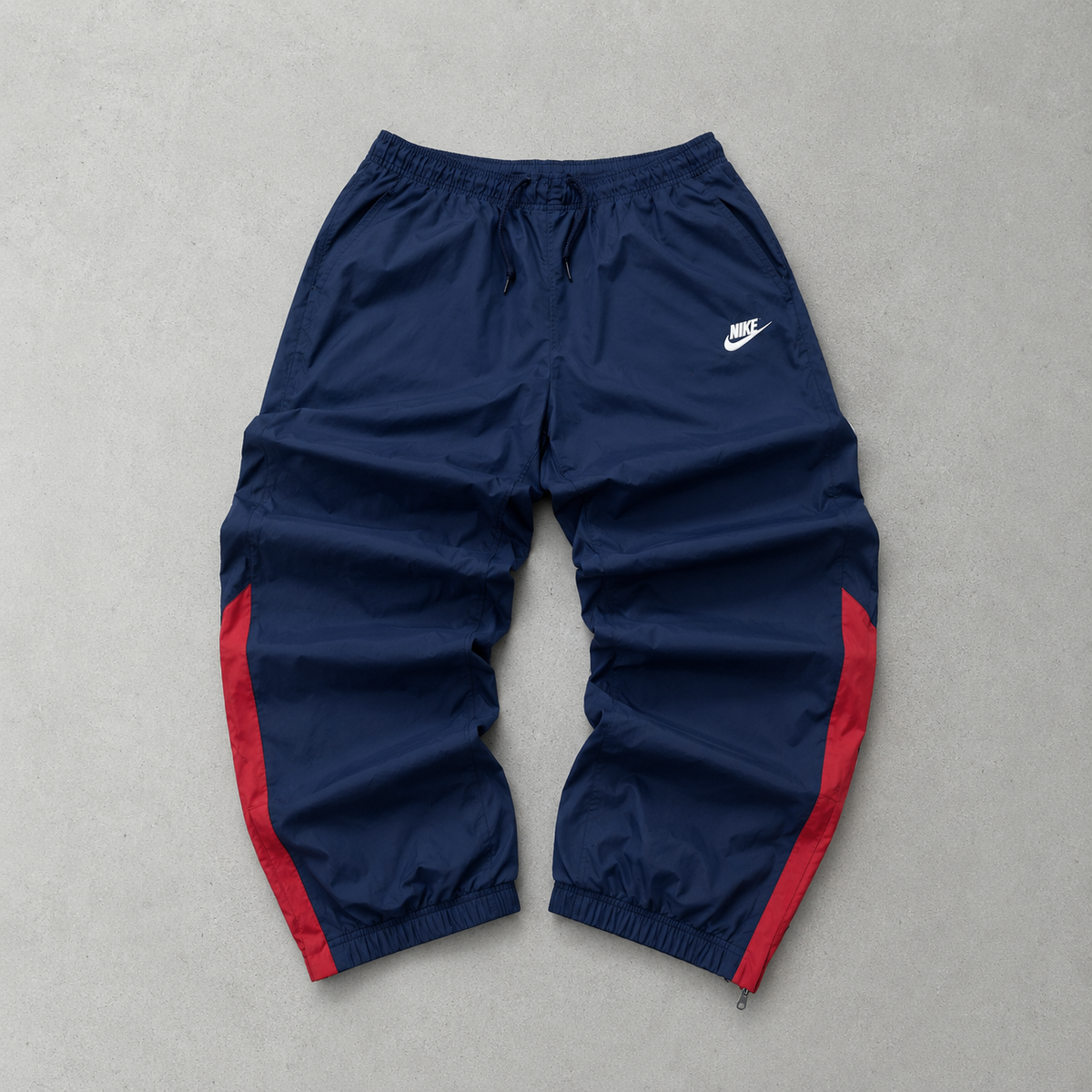 90s Nike Track Pants Marineblau, Rot Rare (Size M) Stitched Logo