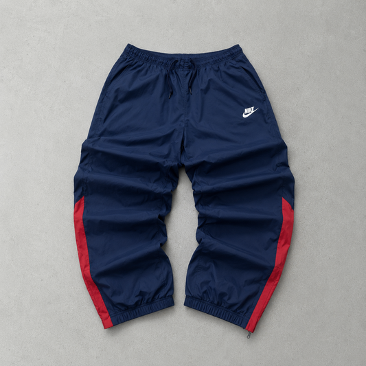 90s Nike Track Pants Marineblau, Rot Rare (Size M) Stitched Logo