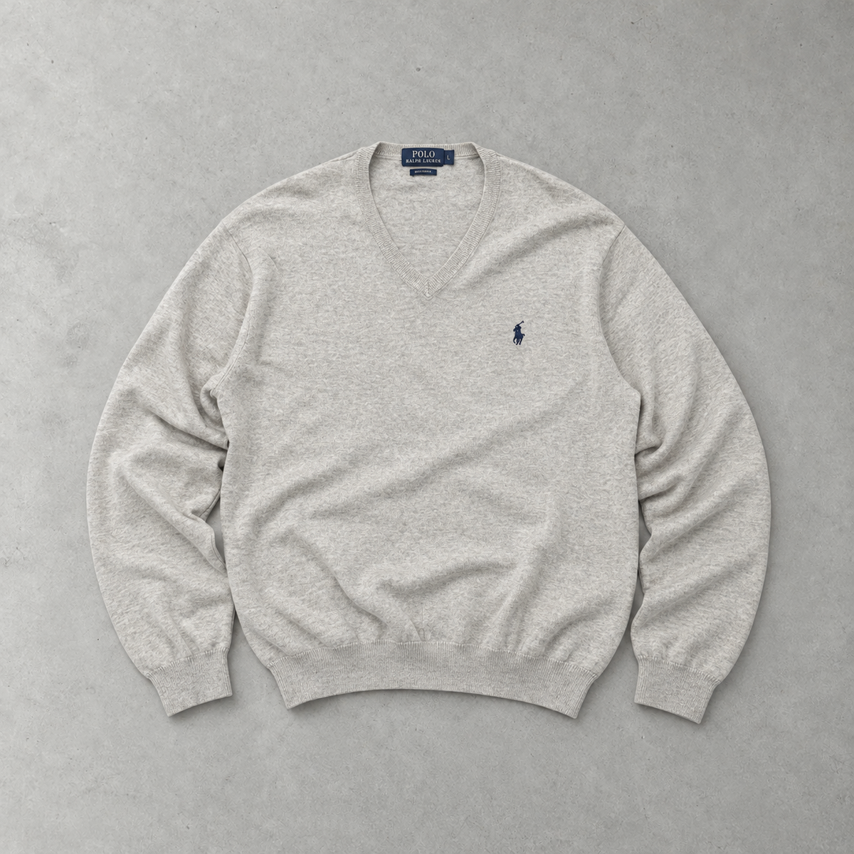 Polo Ralph Lauren V-Neck Sweater Creme Rare (L) Stitched Logo