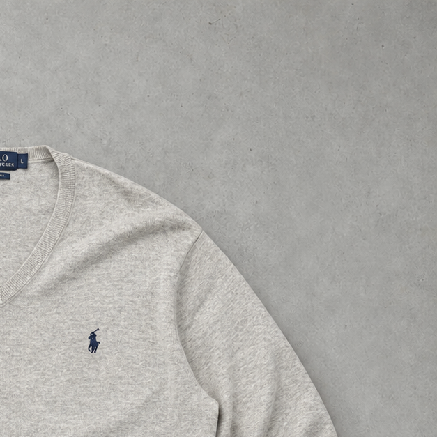 Polo Ralph Lauren V-Neck Sweater Creme Rare (L) Stitched Logo