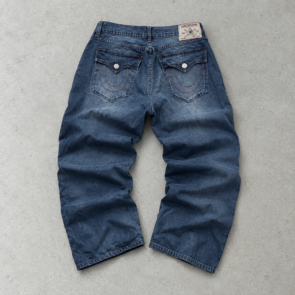 Y2K True Religion Straight Jeans Burgunderrot Rare (W34 | DE 50)