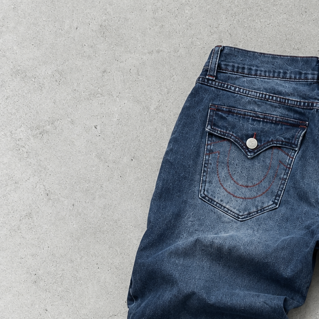 Y2K True Religion Straight Jeans Burgunderrot Rare (W34 | DE 50)