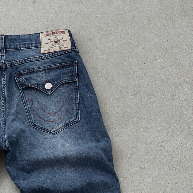 Y2K True Religion Straight Jeans Burgunderrot Rare (W34 | DE 50)