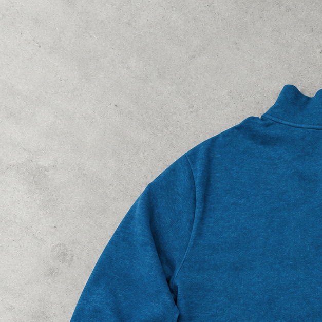 Ralph Lauren Half-Zip Sweater Blau, Braun Rare (XL) Stitched Logo
