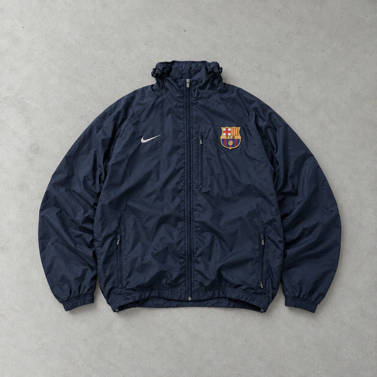 Barcelona 2000 Nike Windbreaker Marineblau Rare (L) Stitched Logo