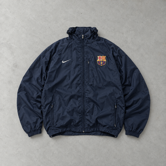Barcelona 2000 Nike Windbreaker Marineblau Rare (L) Stitched Logo