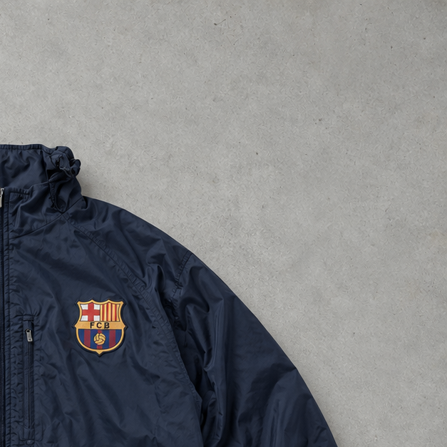 Barcelona 2000 Nike Windbreaker Marineblau Rare (L) Stitched Logo