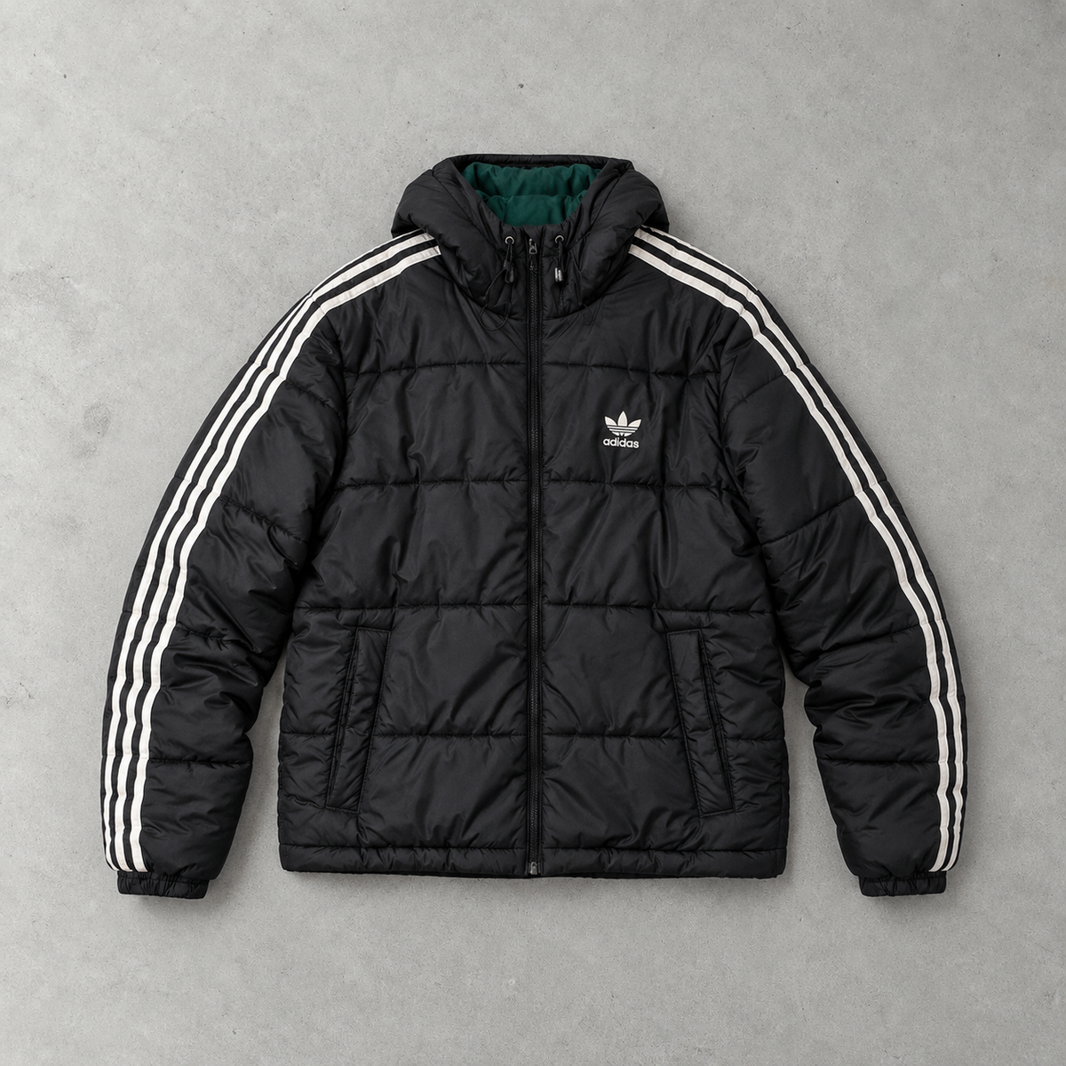 adidas Jacket Schwarz, Dunkelgrün Rare (M)