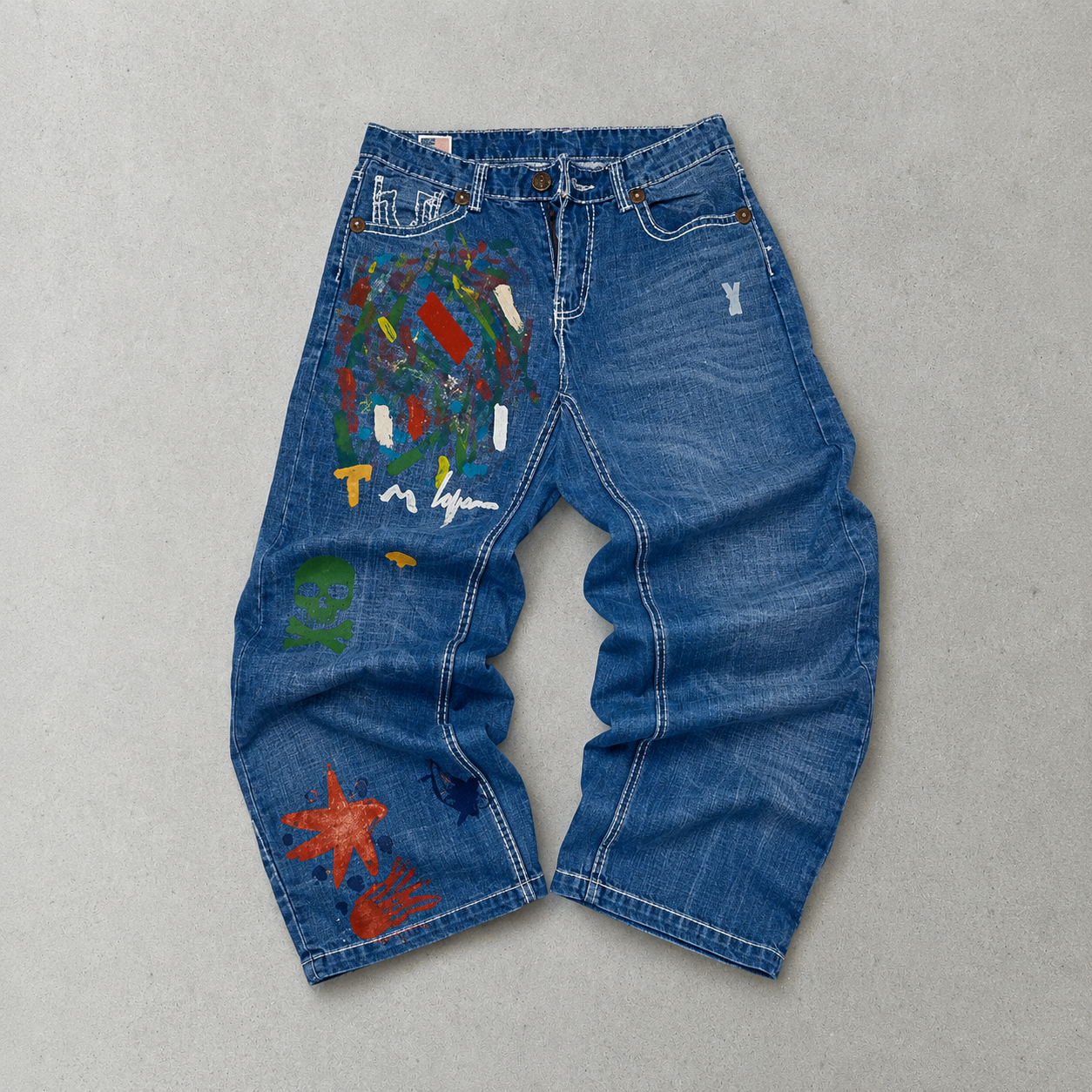 Y2K True Religion Jeans Bunt, Blau Rare (M)