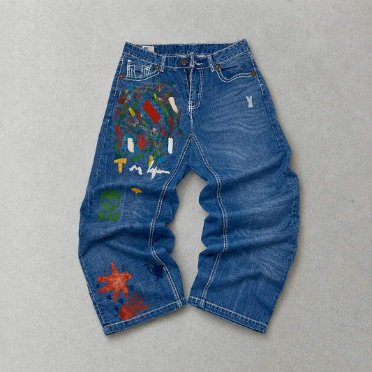 Y2K True Religion Jeans Bunt, Blau Rare (M)