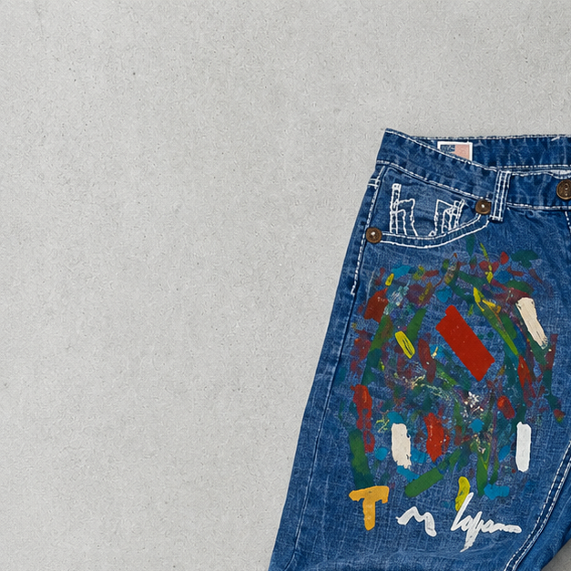 Y2K True Religion Jeans Bunt, Blau Rare (M)