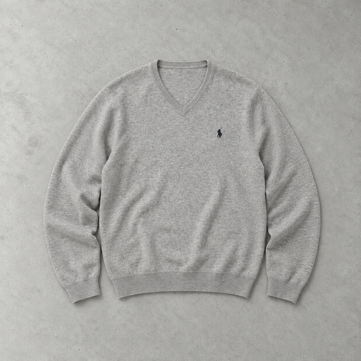 Polo Ralph Lauren V-Neck Sweater Grau Rare (XL) Stitched Logo