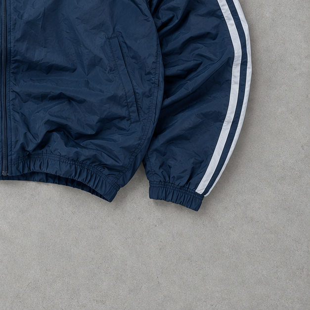 Veste de survêtement vintage Nike bleu marine/blanc rare (L)