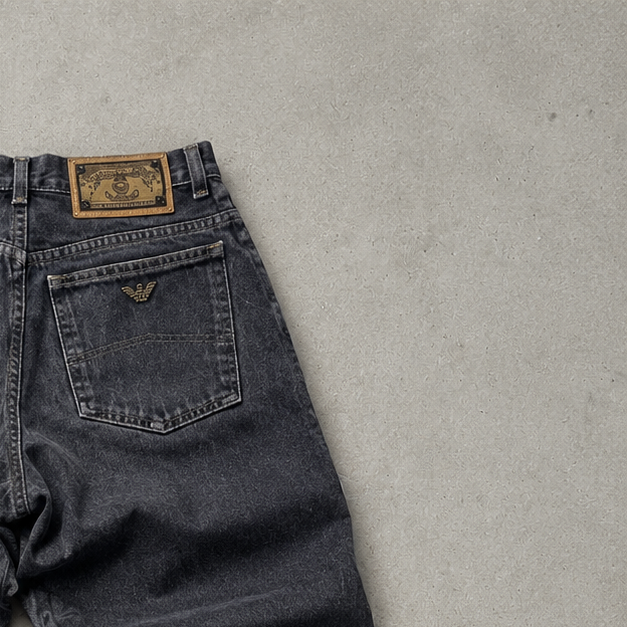 90s Y2K Armani Jeans Jeans Schwarz, Grau Limited (S)