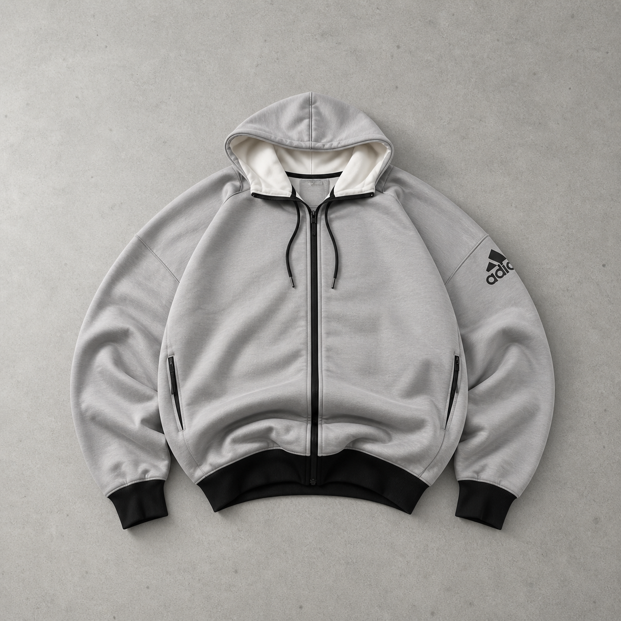 Adidas Fleece Jacket Schwarz, Grau Limited (S) Stitched Logo