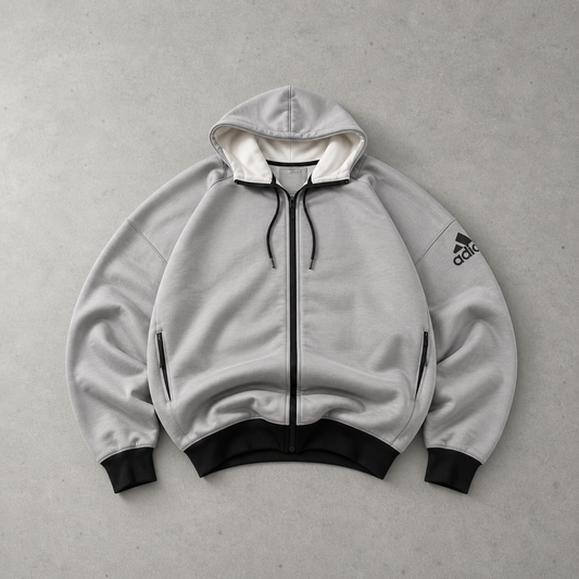 Adidas Fleece Jacket Schwarz, Grau Limited (S) Stitched Logo