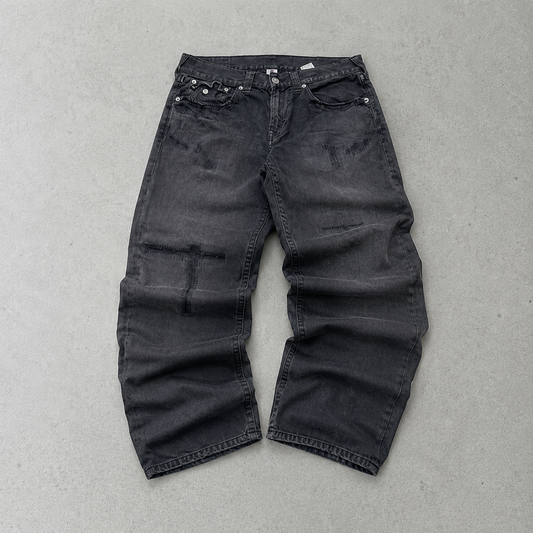 Y2K Vintage True Religion Baggy Jeans Grau, Braun Selten (M)
