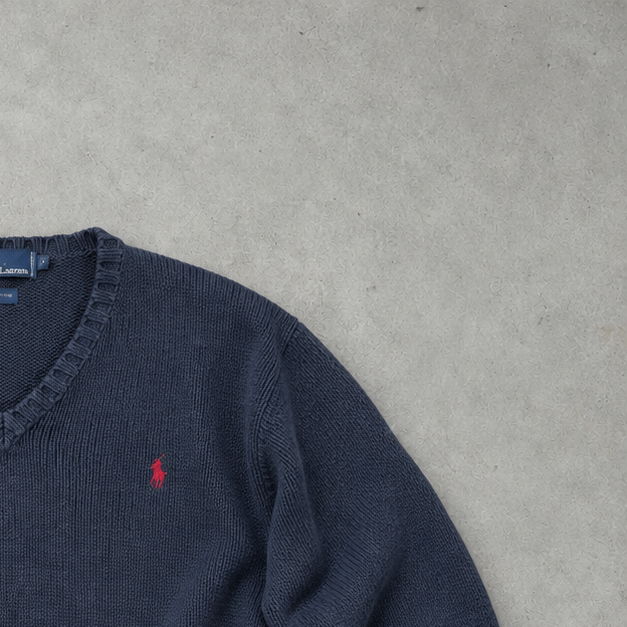 Ralph Lauren Sweater Marineblau Rare (L) Stitched Logo