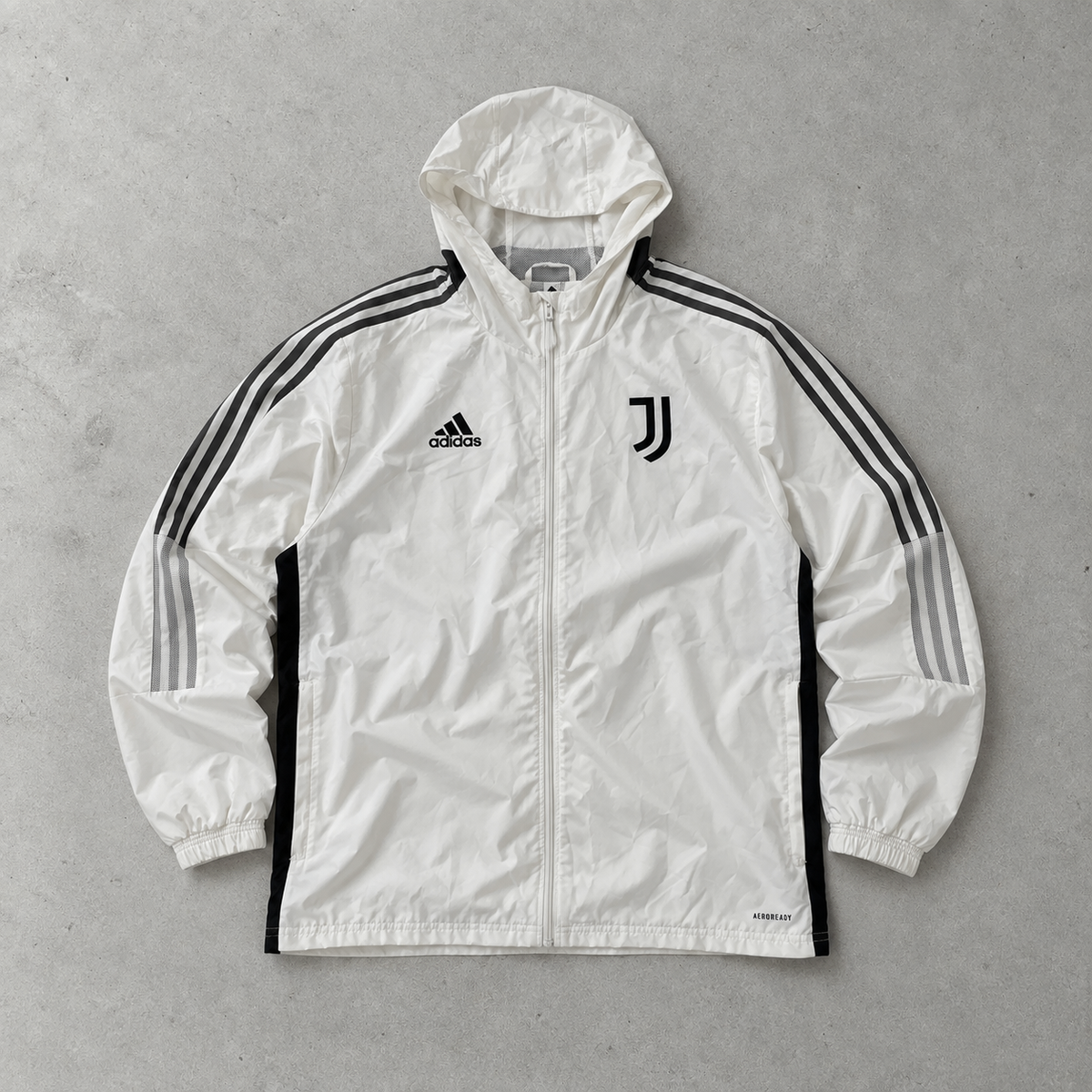 Juventus Adidas Regenjacke Weiß / Schwarz Selten (L)