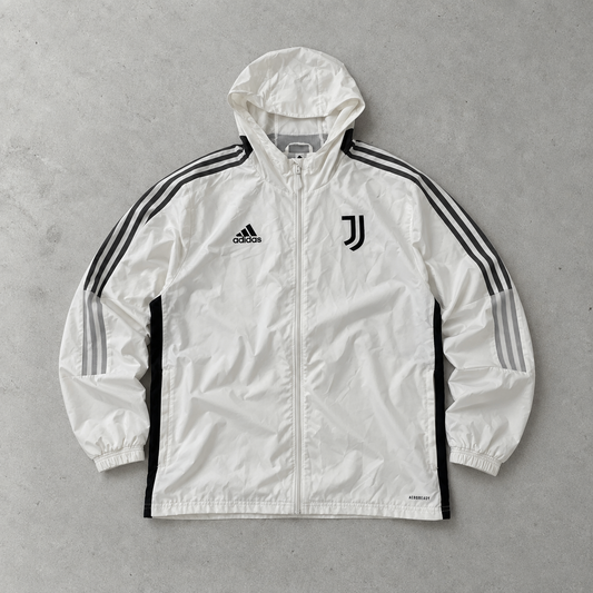 Juventus Adidas Rain Jacket White / Black Rare (L)