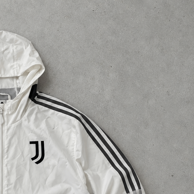 Juventus Adidas Regenjacke Weiß / Schwarz Selten (L)