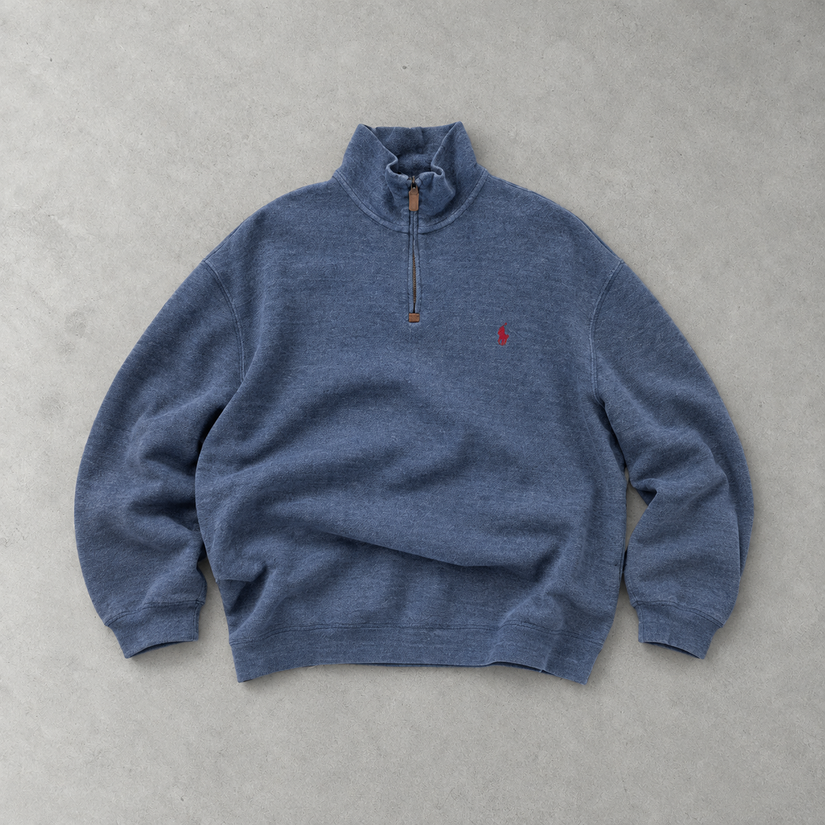 Polo Ralph Lauren Half-Zip Sweater Blau Rare (L) Stitched Logo