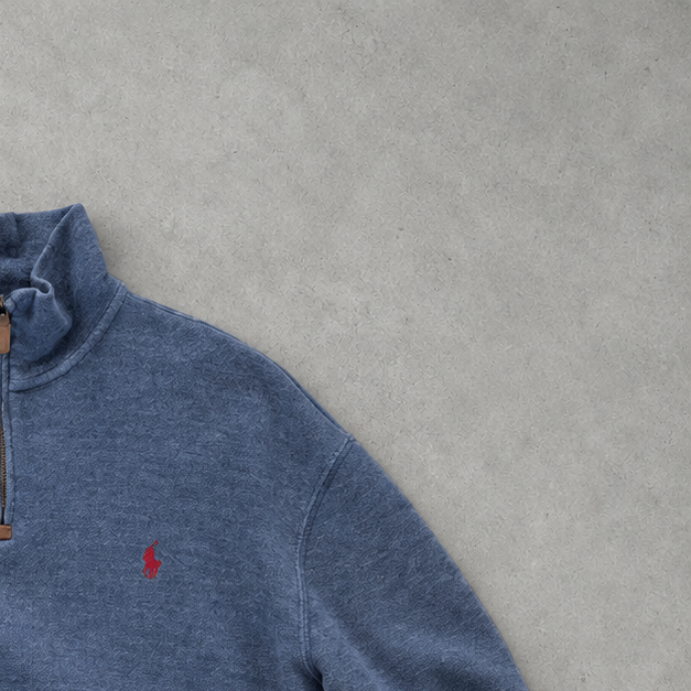 Polo Ralph Lauren Half-Zip Sweater Blau Rare (L) Stitched Logo