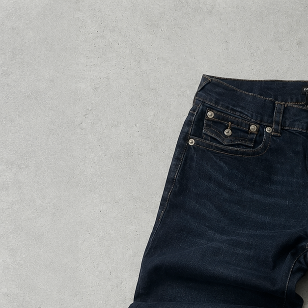 Y2K True Religion Ricky Straight Fit Jeans Marineblau Rare (W32 | DE 48)