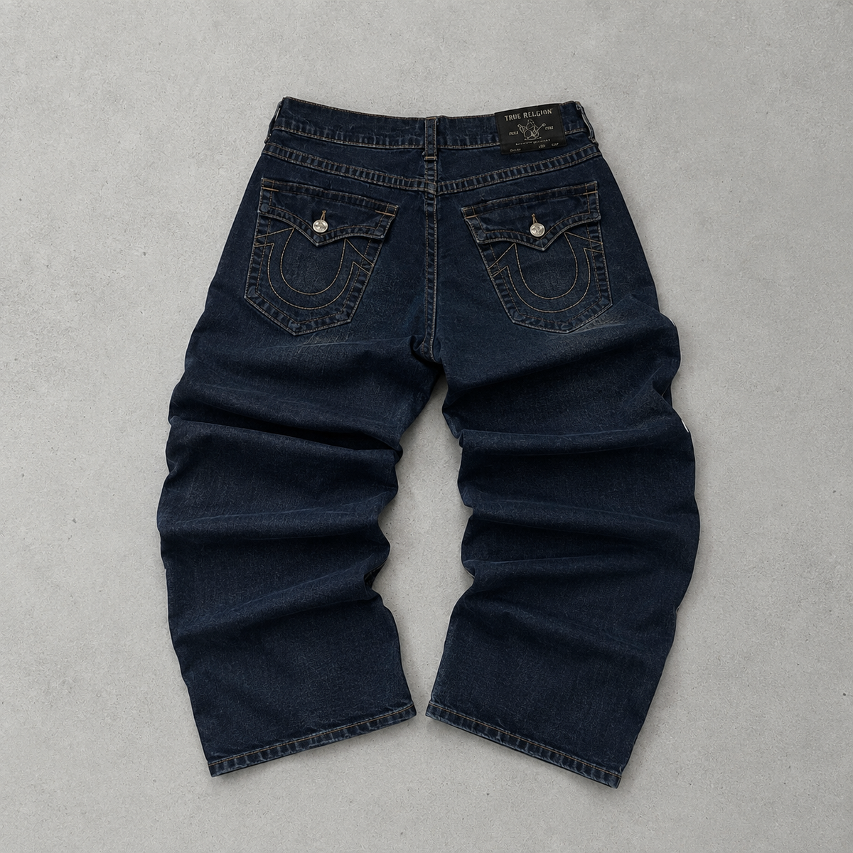 Y2K True Religion Ricky Straight Fit Jeans Marineblau Rare (W32 | DE 48)