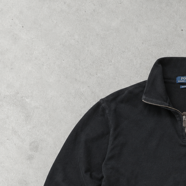 Ralph Lauren Half-Zip Sweater Schwarz Rare (XL) Stitched Logo