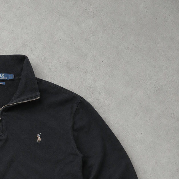 Ralph Lauren Half-Zip Sweater Schwarz Rare (XL) Stitched Logo