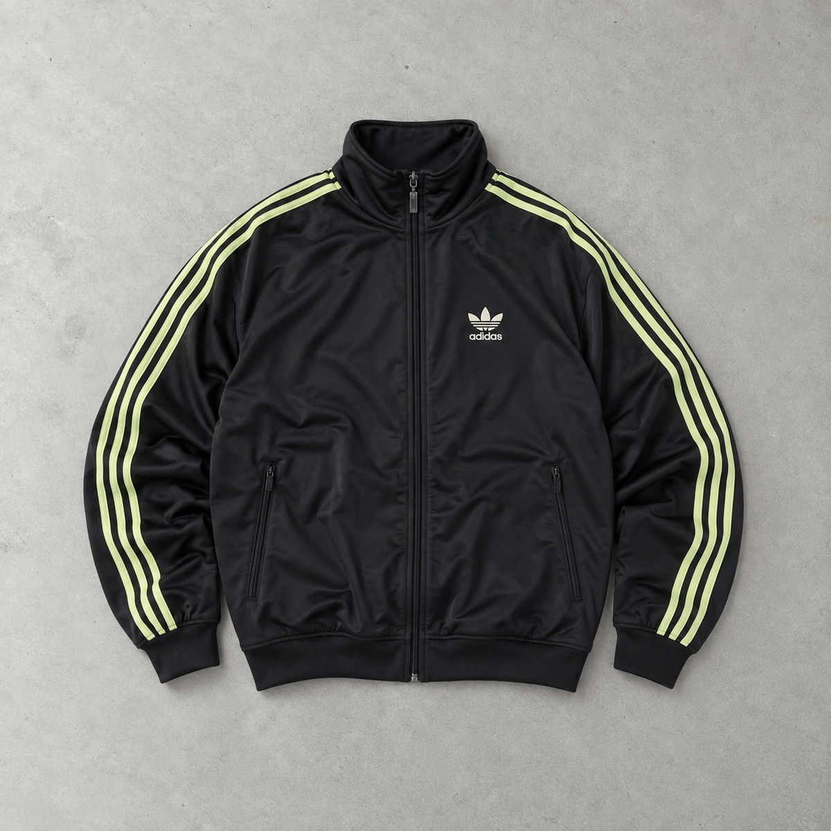 Y2K Adidas Trainingsjacke Schwarz / Grün Selten (XL) Gesticktes Logo