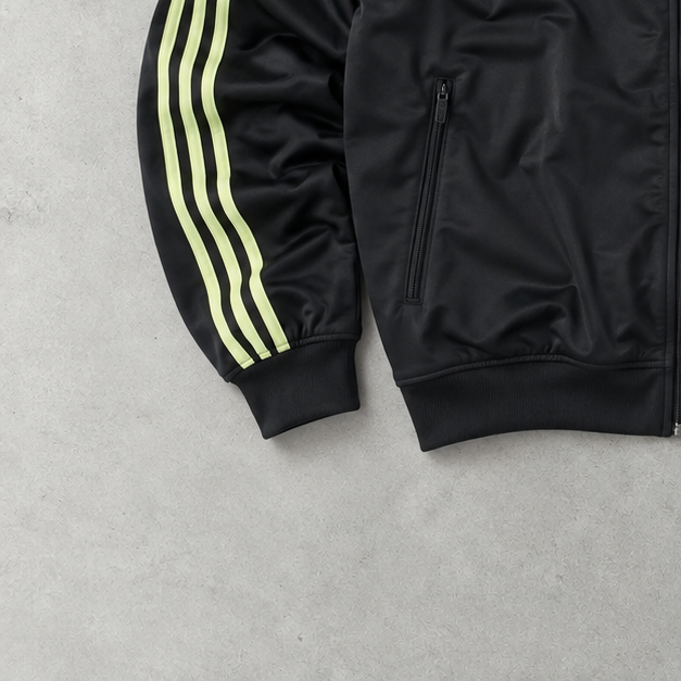 Y2K Adidas Trainingsjacke Schwarz / Grün Selten (XL) Gesticktes Logo