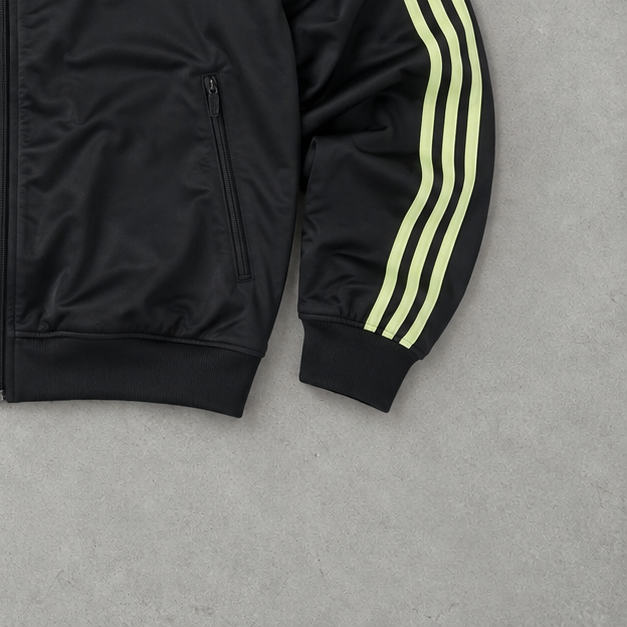 Y2K Adidas Trainingsjacke Schwarz / Grün Selten (XL) Gesticktes Logo