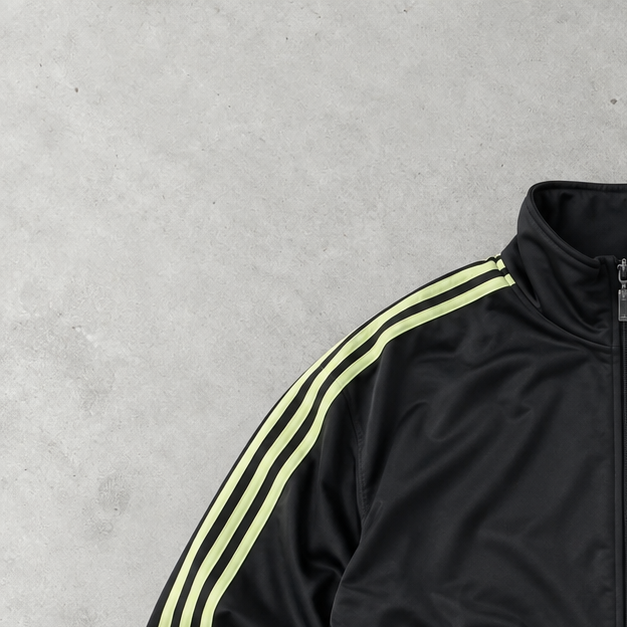 Y2K Adidas Trainingsjacke Schwarz / Grün Selten (XL) Gesticktes Logo