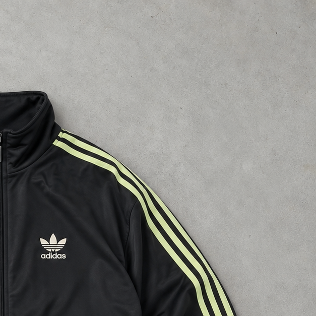 Y2K Adidas Trainingsjacke Schwarz / Grün Selten (XL) Gesticktes Logo