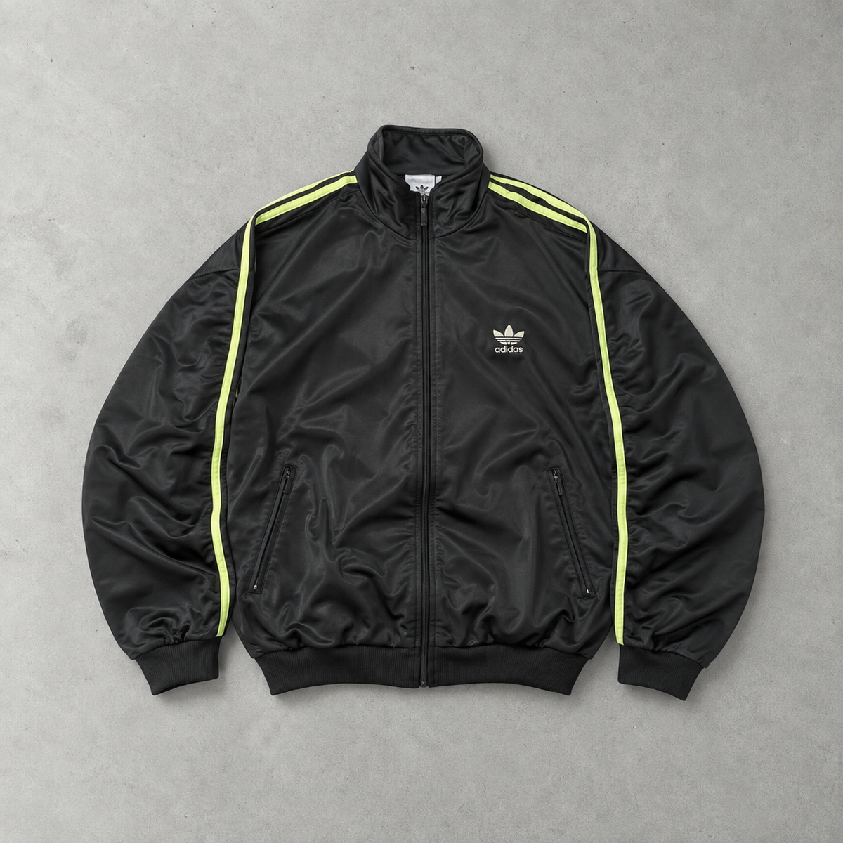 Y2K Adidas Trainingsjacke Schwarz / Grün Selten (XL) Gesticktes Logo