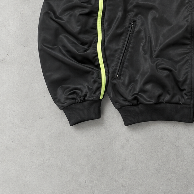 Y2K Adidas Trainingsjacke Schwarz / Grün Selten (XL) Gesticktes Logo