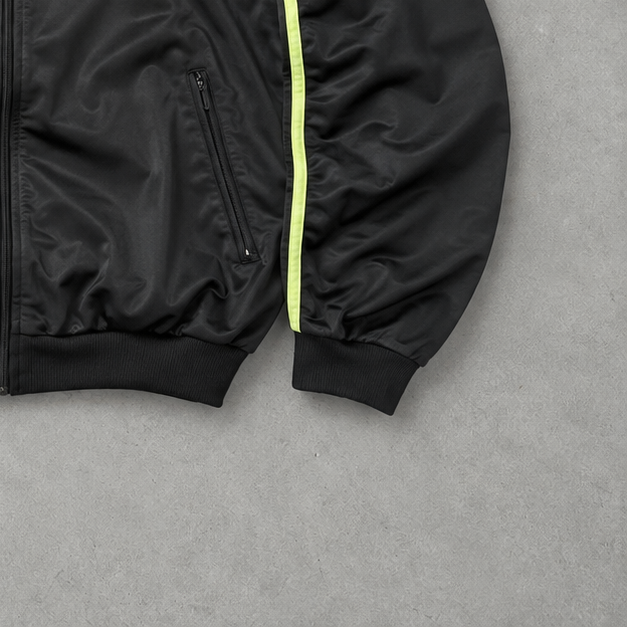 Y2K Adidas Trainingsjacke Schwarz / Grün Selten (XL) Gesticktes Logo