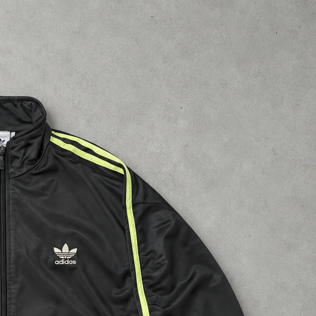 Y2K Adidas Trainingsjacke Schwarz / Grün Selten (XL) Gesticktes Logo