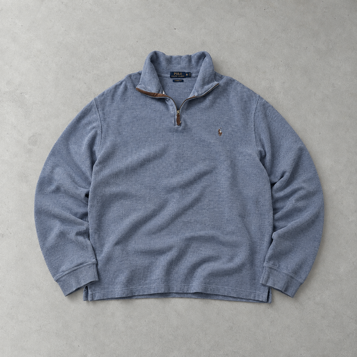 Ralph Lauren Half-Zip Sweater Hellblau Rare (XL) Stitched Logo